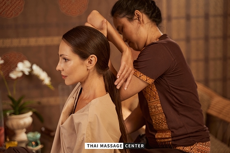 Traditional Thai massage session with assisted stretching and controlled pressure at Thai Massage Center in Cyprus